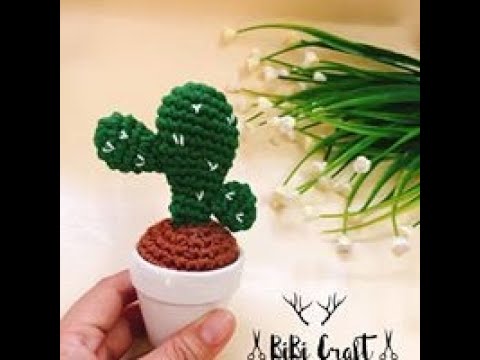 Hướng dẫn  MÓC Xương Rồng Để Chậu ( mẫu 2) | Crochet Cactus | BiBi Craft