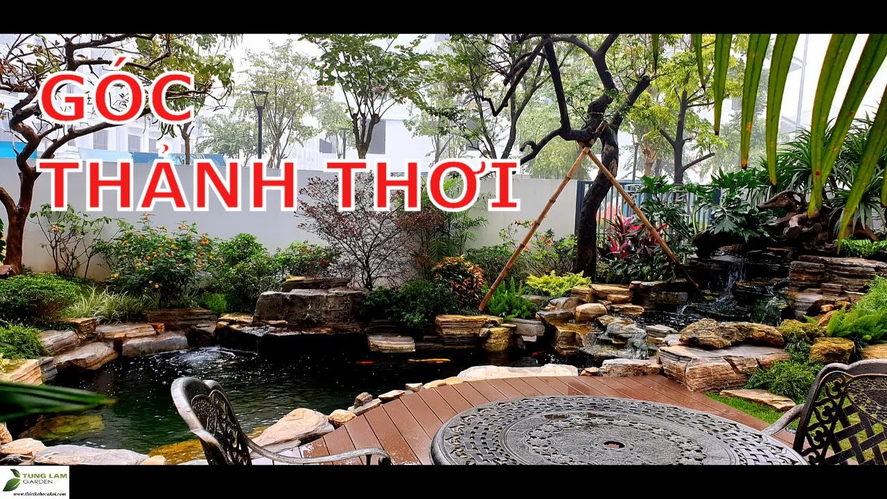 Hồ cá Koi sân vườn biệt thự Gamuda Garden đẹp mờ ảo trong sương