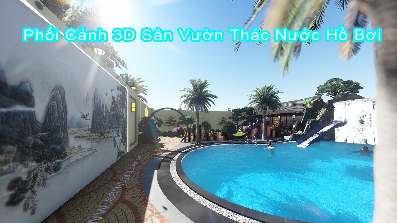 Phối Cảnh 3D Sân Vườn | Thác Nước | Hồ Bơi Cho Anh Trí Ở Quận 6 TP Hồ Chí Minh #1