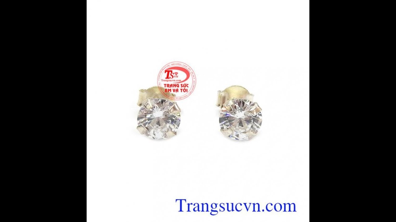 Bông tai gắn đá kim cương nhân tạo, bông tai, hoa tai nữ đẹp, TSVN006988