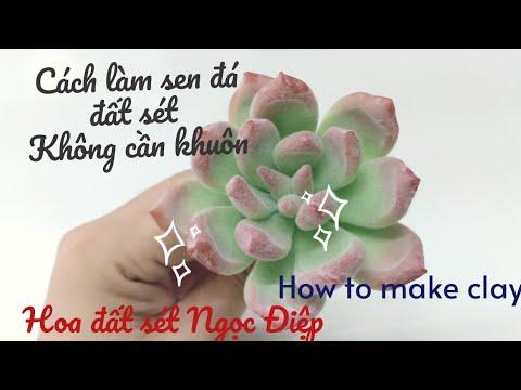 Cách làm sen đá đất sét KHÔNG CẦN KHUÔN/How to make clay|Ngoc diep clayflower