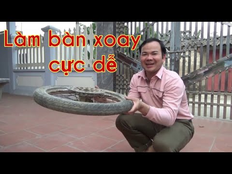 Making a rotating table from a front motor wheel easily - chế bàn xoay đơn giản từ bánh xe máy.