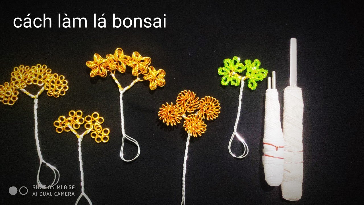 bonsai handmade.cách làm 5 chiếc lá đẹp từ dây đồng.5 cách làm lá cơ bản bonsai dây đồng,copper wire