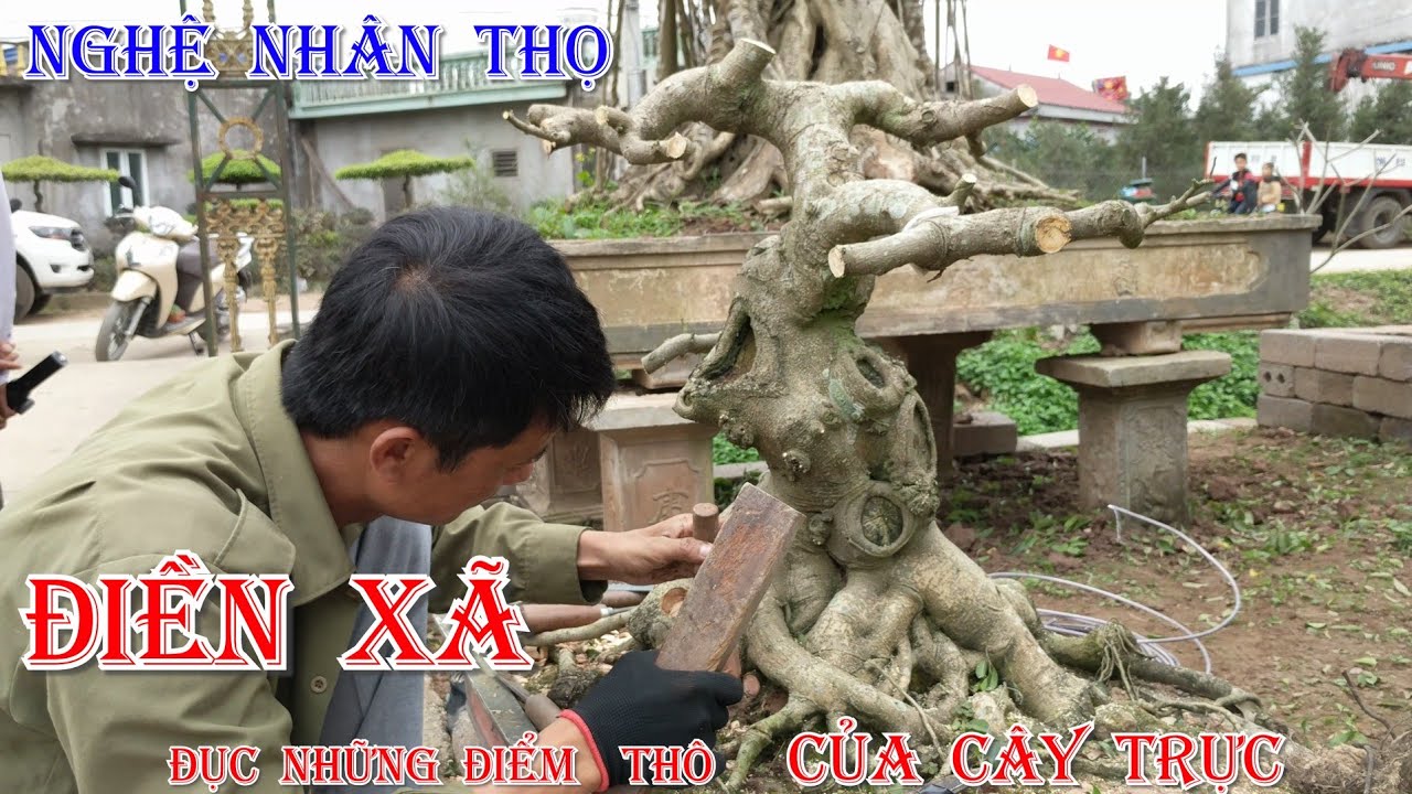 ANH THỌ NGHỆ NHÂN ĐIỀN XÃ HẠ NGON VÀ ĐỤC LẠI CÂY TRỰC CỔ XEM KẾT QUẢ NHÉ