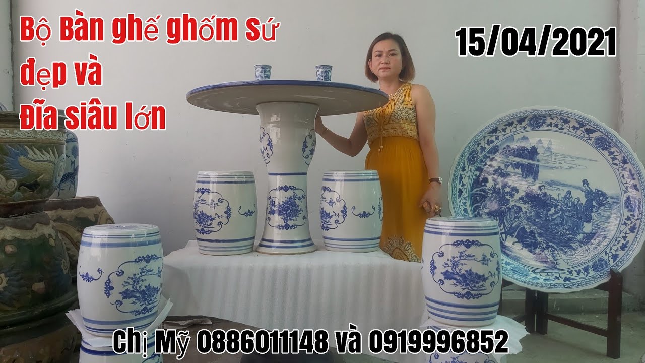 Bộ Bàn đôn gốm xứ và những chiếc đĩa khổng lồ đẹp giá bình dân gặp chị Mỹ